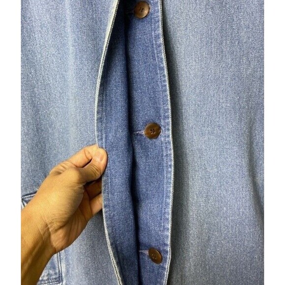 Vintage 90s Denim Duster Long Chore Coat Size L/XL - Picture 7 of 13